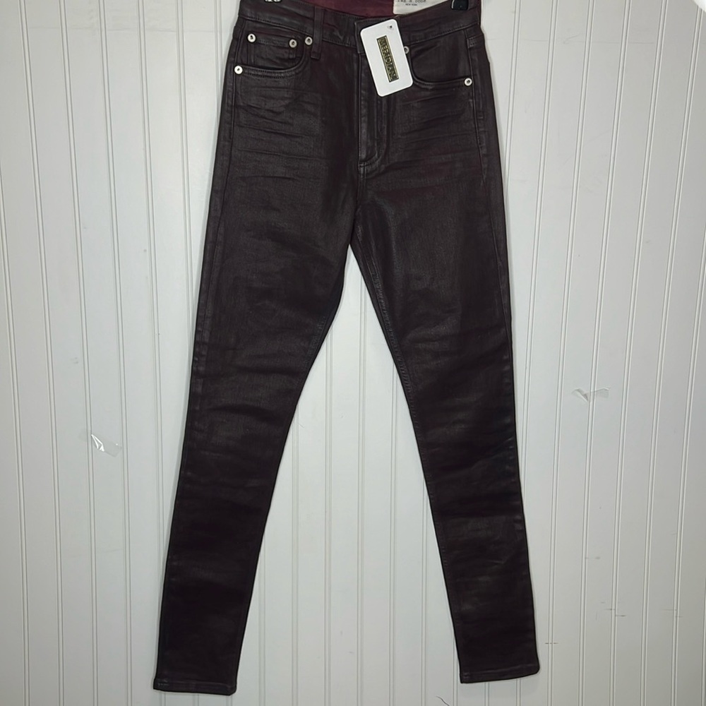 Rag & Bone Nina High Rise Skinny in Coated Plum Size 24 NWT